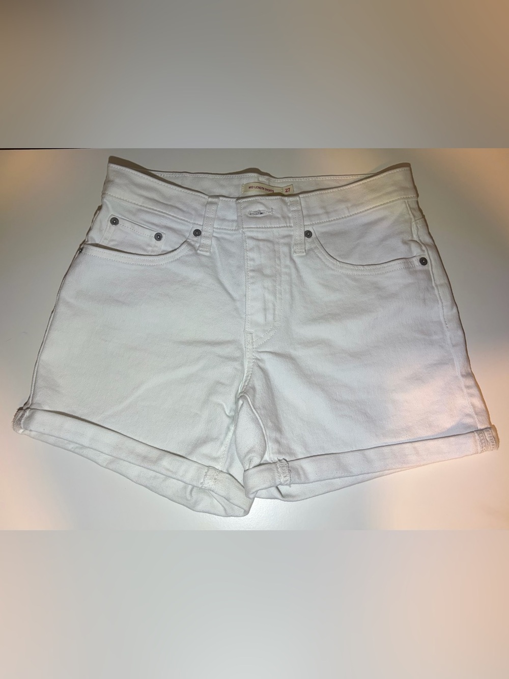 Women’s White Mid Length Shorts